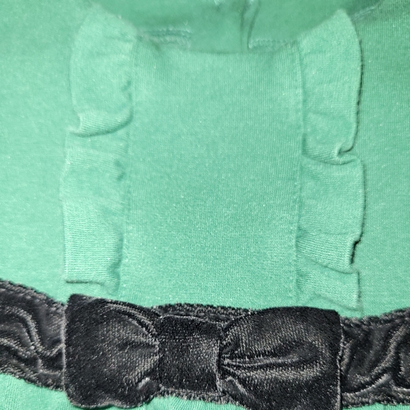 Gymboree Emerald Green Dress W/ Black Velour Sash & Bow Toddler Girls 12-18 - Picture 5 of 5